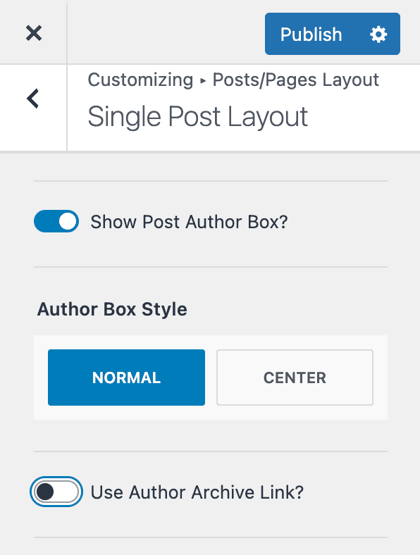 Kadence Customizer Settings - Enable Author Box